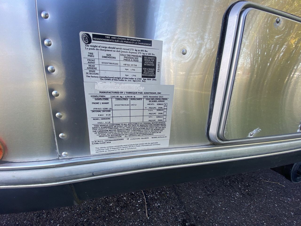 2016 Airstream Flying Cloud