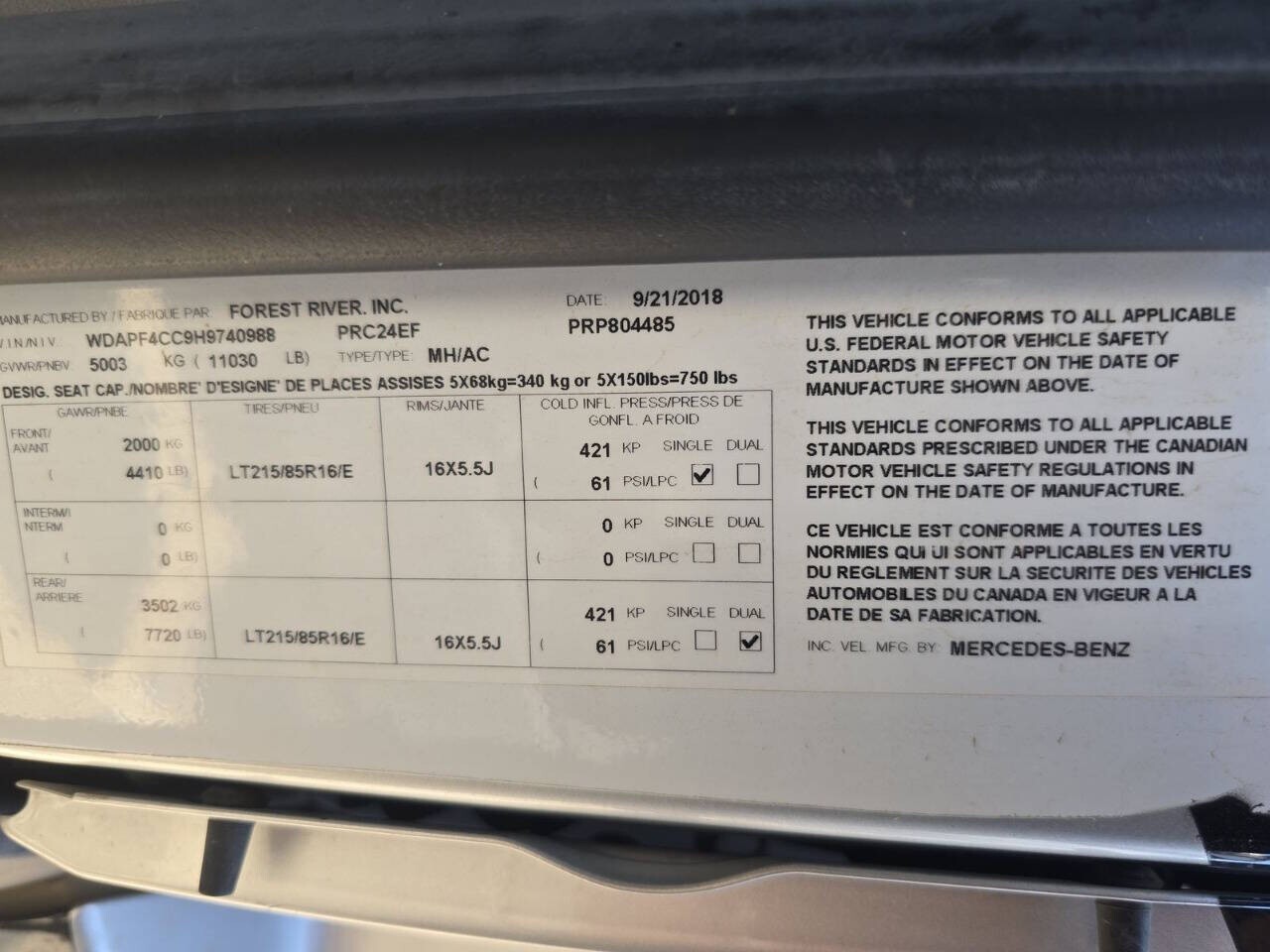 2017 Black Mercedes-Benz Sprinter 3500 Cab & Chassis
