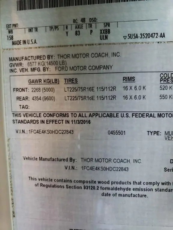 2017 Thor Motor Coach Motorized Class A